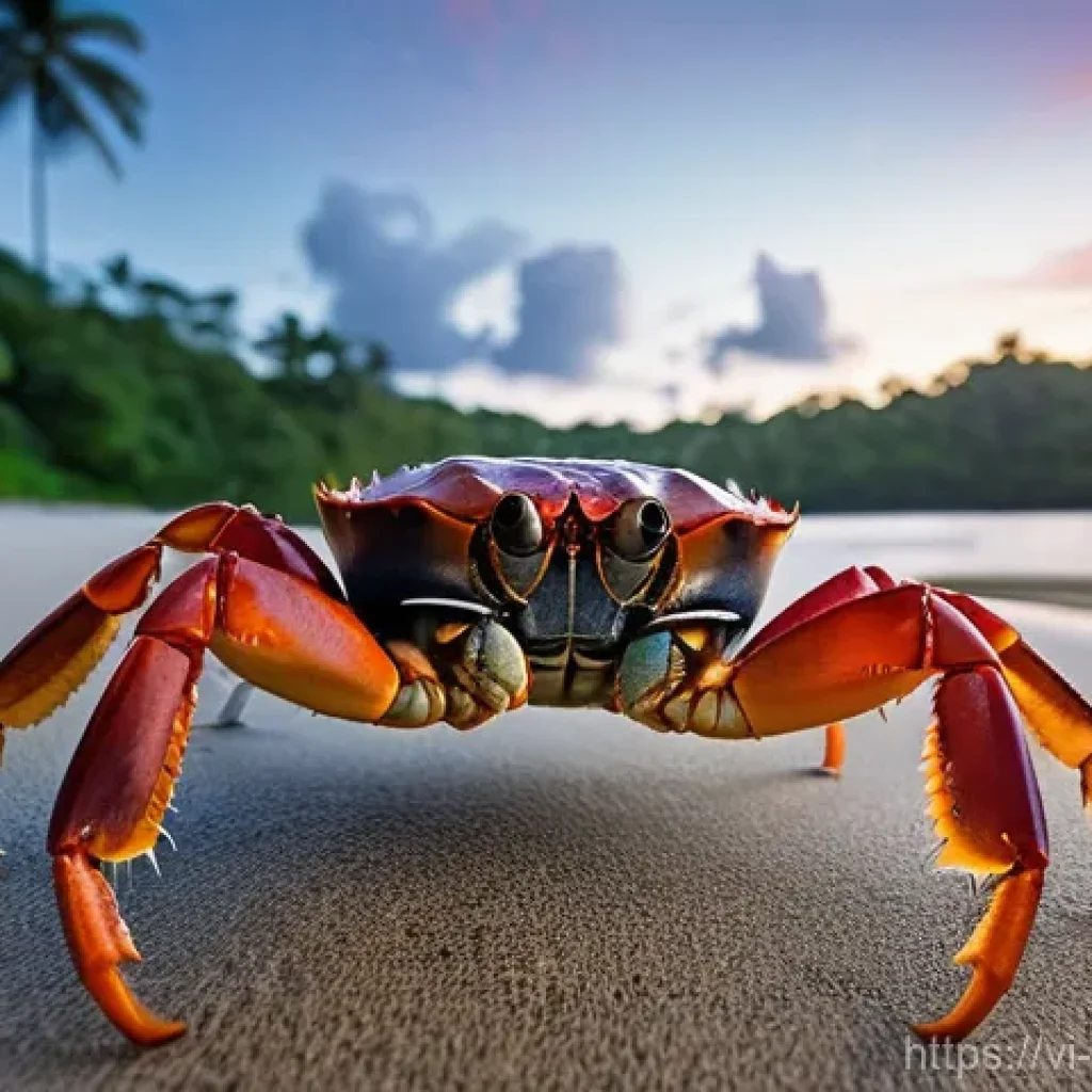 솔로몬 제도 코코넛 크랩 - **Prompt:** A massive coconut crab (Birgus latro) with a leg span of over one meter, showcasing its ...