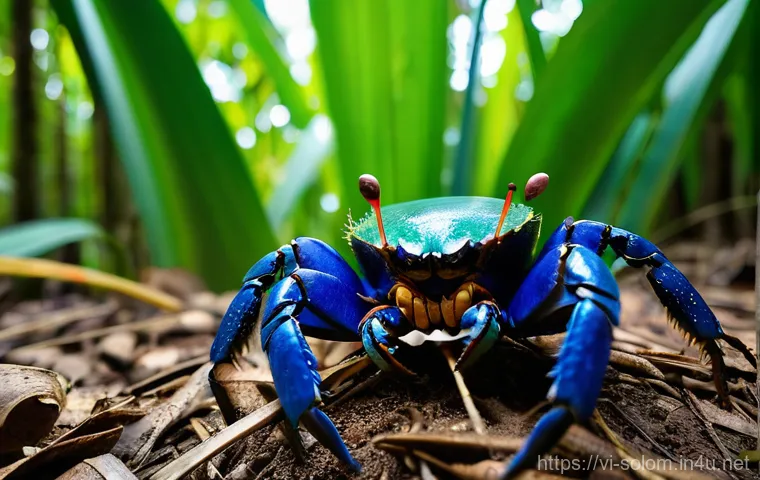 솔로몬 제도 코코넛 크랩 - **Prompt:** A massive coconut crab (Birgus latro) with a leg span of over one meter, showcasing its ...